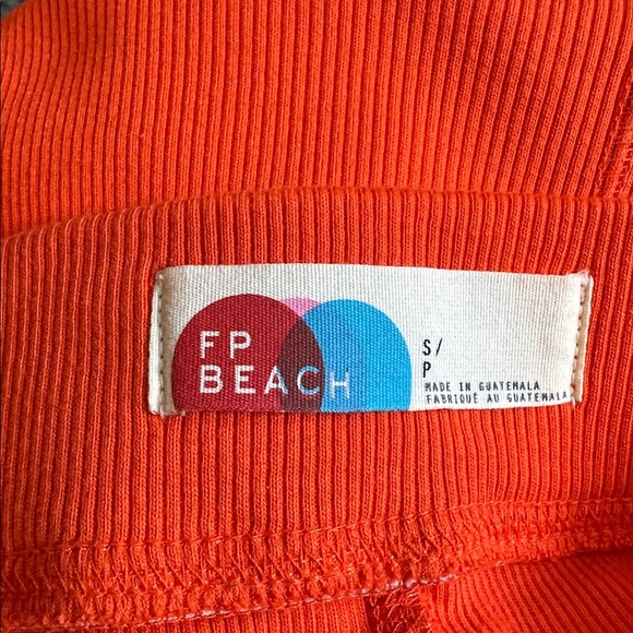 FREE PEOPLE BEACH Ribbed Midi Skirt 100% Cotton Orange SIZE SMALL EUC LIKE NEW - Picture 3 of 4
